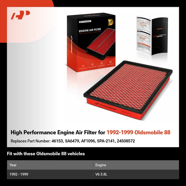 High Performance Engine Air Filter for 1992-1999 Oldsmobile 88