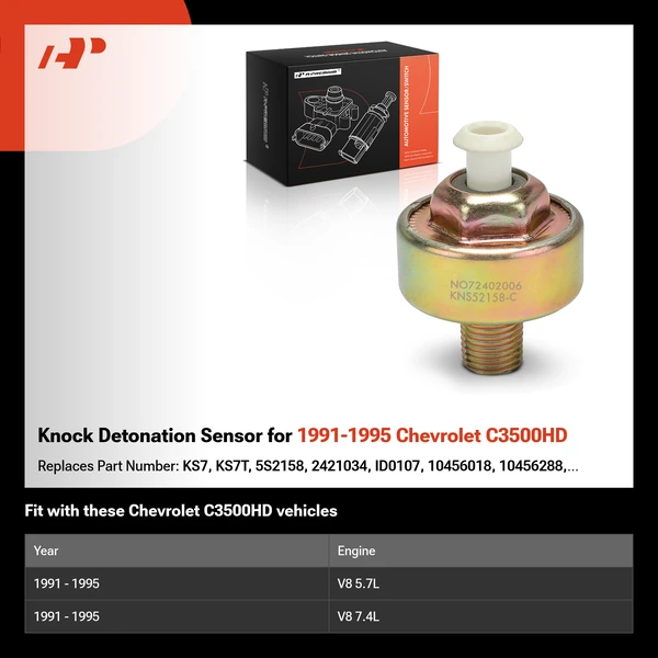 Knock Detonation Sensor for 1991-1995 Chevrolet C3500HD