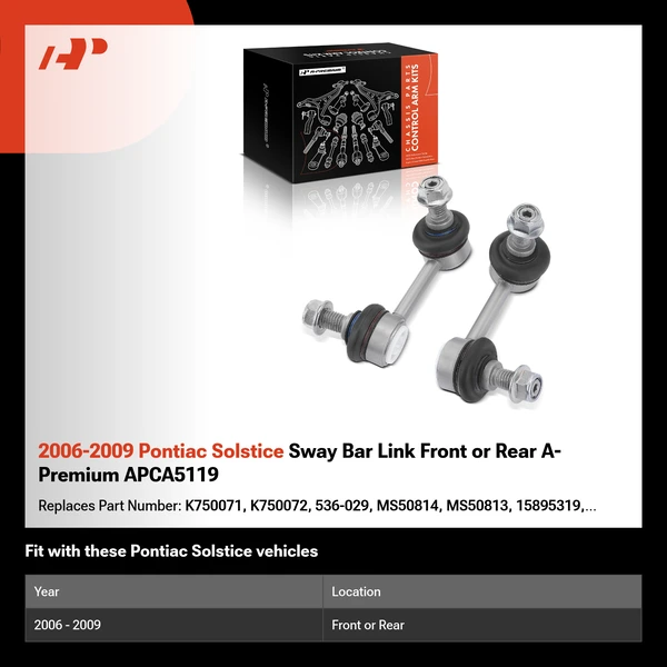 2006-2009 Pontiac Solstice Sway Bar Link Front or Rear A-Premium APCA5119