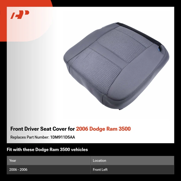 Front Driver Seat Cover for 2006 Dodge Ram 3500