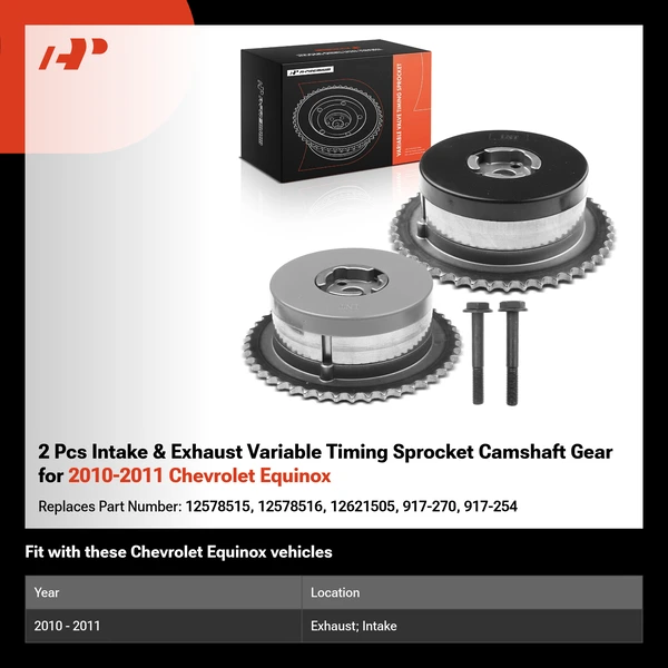 2 Pcs Intake & Exhaust Variable Timing Sprocket Camshaft Gear for 2010-2011 Chevrolet Equinox