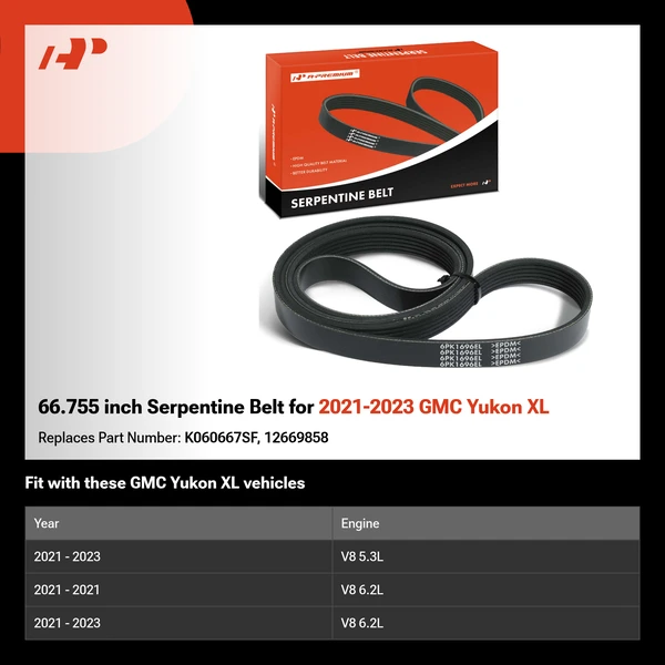 66.755 inch Serpentine Belt for 2021-2023 GMC Yukon XL