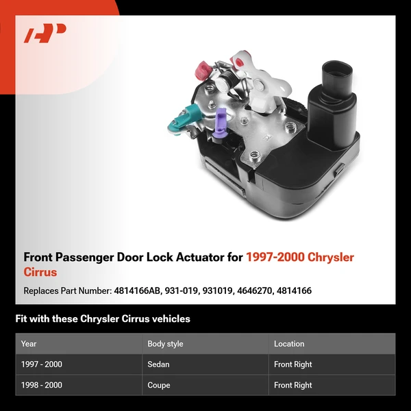 Front Passenger Door Lock Actuator for 1997-2000 Chrysler Cirrus