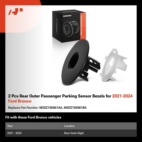 2 Pcs Rear Outer Passenger Parking Sensor Bezels for 2021-2024 Ford Bronco