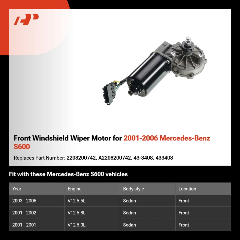 Front Windshield Wiper Motor for 2001-2006 Mercedes-Benz S600