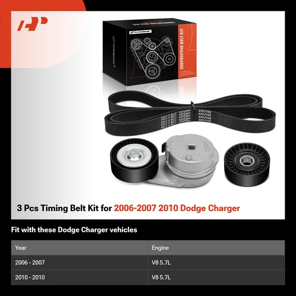 3 Pcs Timing Belt Kit for 2006-2007 2010 Dodge Charger
