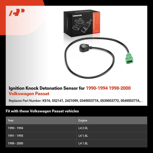 Ignition Knock Detonation Sensor for 1990-1994 1998-2000 Volkswagen Passat