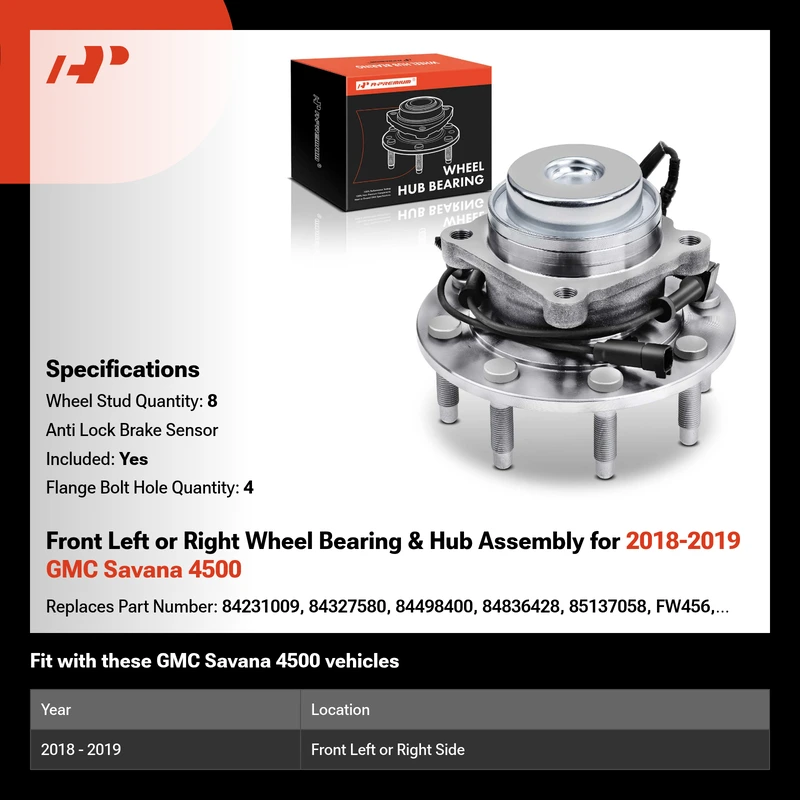 Front Left or Right Wheel Bearing & Hub Assembly for 2018-2019 GMC Savana 4500