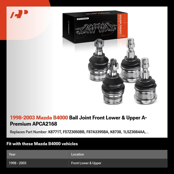 1998-2003 Mazda B4000 Ball Joint Front Lower & Upper A-Premium APCA2168