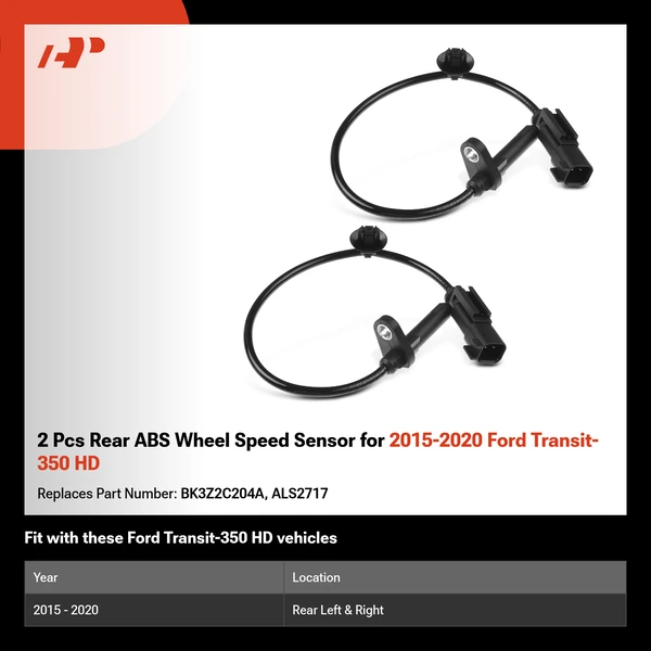 2 Pcs Rear ABS Wheel Speed Sensor for 2015-2020 Ford Transit-350 HD