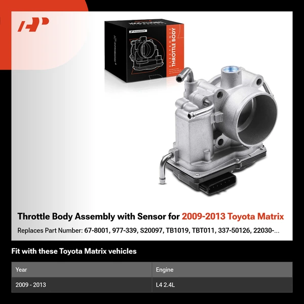 Throttle Body Assembly with Sensor for 2009-2013 Toyota Matrix