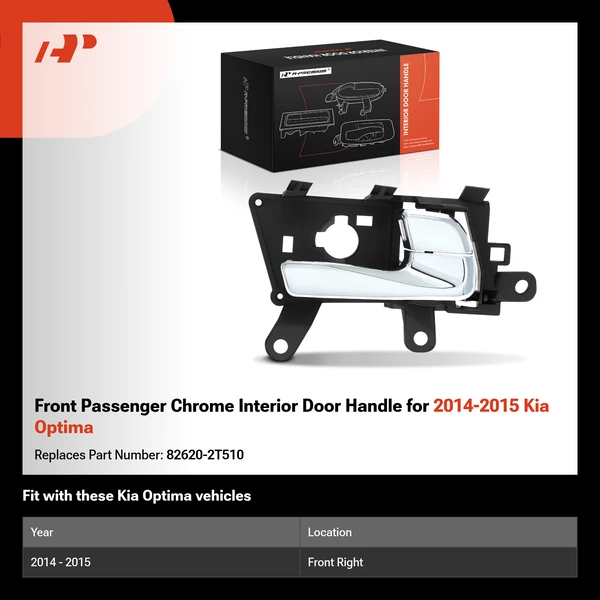 Front Passenger Chrome Interior Door Handle for 2014-2015 Kia Optima