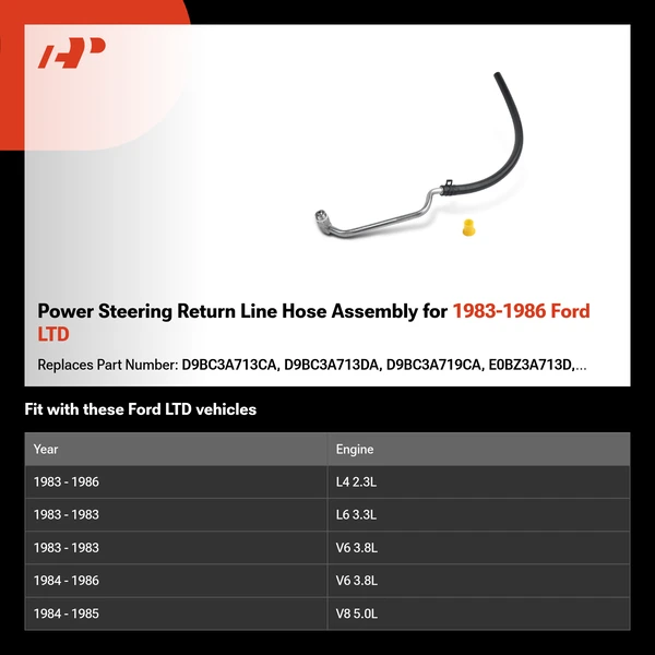 Power Steering Return Line Hose Assembly for 1983-1986 Ford LTD