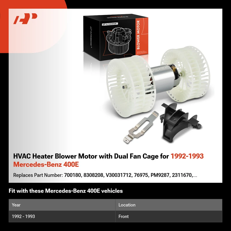 HVAC Heater Blower Motor with Dual Fan Cage for 1992-1993 Mercedes-Benz 400E