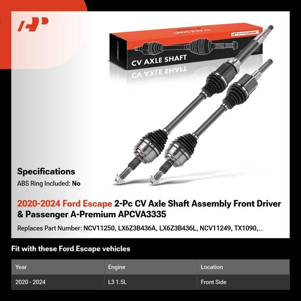 2020-2024 Ford Escape 2-Pc CV Axle Shaft Assembly Front Driver & Passenger A-Premium APCVA3335