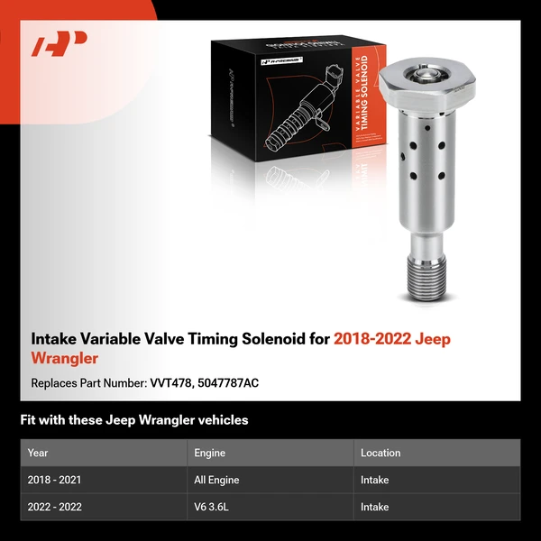 Intake Variable Valve Timing Solenoid for 2018-2022 Jeep Wrangler