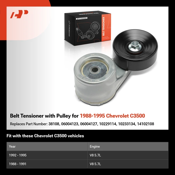 Belt Tensioner with Pulley for 1988-1995 Chevrolet C3500