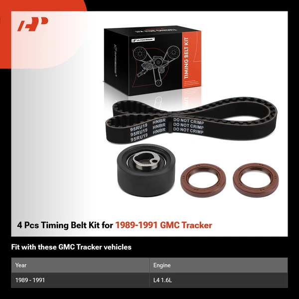 4 Pcs Timing Belt Kit for 1989-1991 GMC Tracker