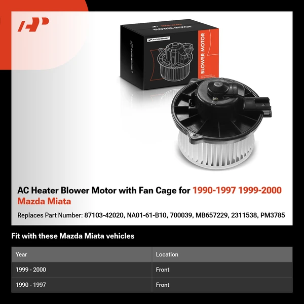 AC Heater Blower Motor with Fan Cage for 1990-1997 1999-2000 Mazda Miata
