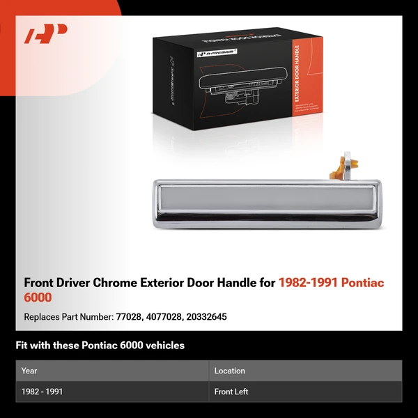 Front Driver Chrome Exterior Door Handle for 1982-1991 Pontiac 6000