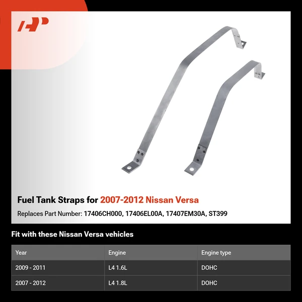 Fuel Tank Straps for 2007-2012 Nissan Versa