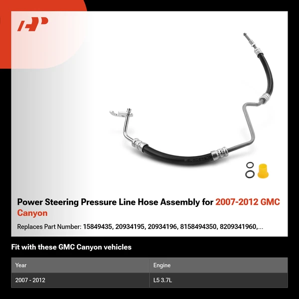 Power Steering Pressure Line Hose Assembly for 2007-2012 GMC Canyon