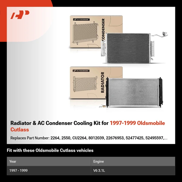 Radiator & AC Condenser Cooling Kit for 1997-1999 Oldsmobile Cutlass