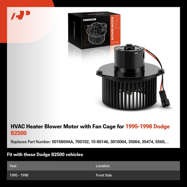 HVAC Heater Blower Motor with Fan Cage for 1995-1998 Dodge B2500