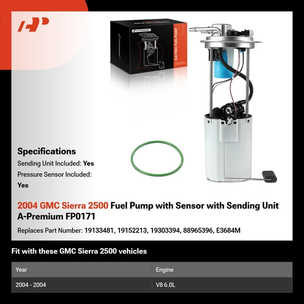 2004 GMC Sierra 2500 Fuel Pump with Sensor with Sending Unit A-Premium FP0171