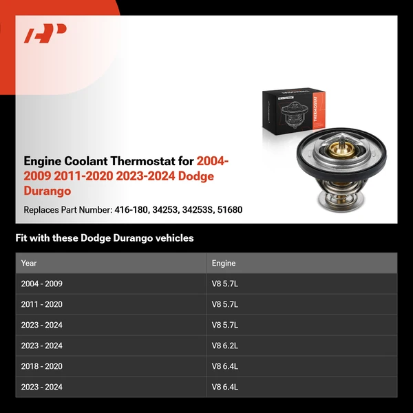 Engine Coolant Thermostat for 2004-2009 2011-2020 2023-2024 Dodge Durango