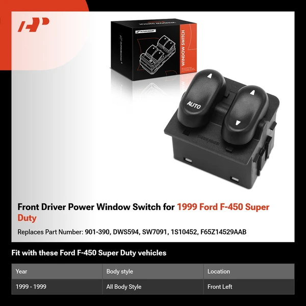 Front Driver Power Window Switch for 1999 Ford F-450 Super Duty