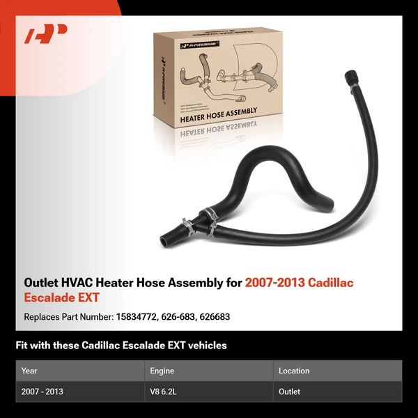 Outlet HVAC Heater Hose Assembly for 2007-2013 Cadillac Escalade EXT