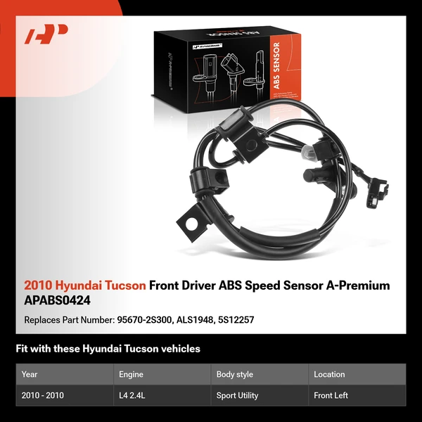 2010 Hyundai Tucson Front Driver ABS Speed Sensor A-Premium APABS0424