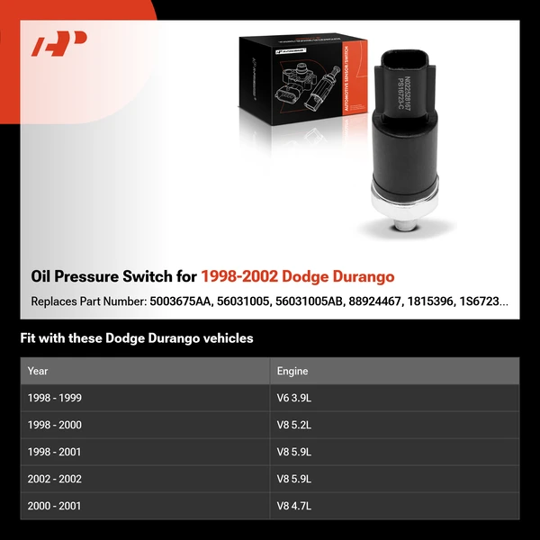 Oil Pressure Switch for 1998-2002 Dodge Durango