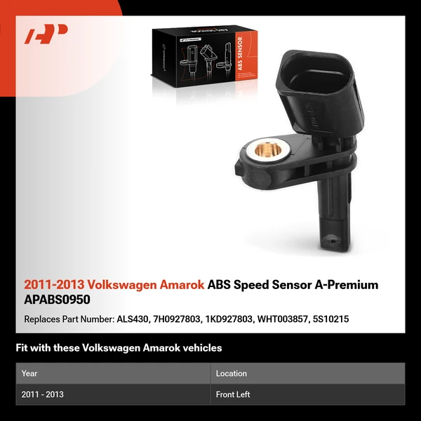 2011-2013 Volkswagen Amarok ABS Speed Sensor A-Premium APABS0950