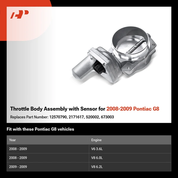 Throttle Body Assembly with Sensor for 2008-2009 Pontiac G8