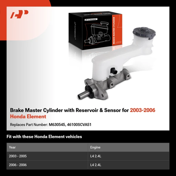 Brake Master Cylinder with Reservoir & Sensor for 2003-2006 Honda Element