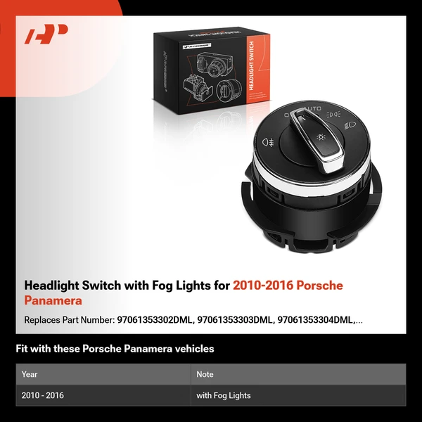 Headlight Switch with Fog Lights for 2010-2016 Porsche Panamera