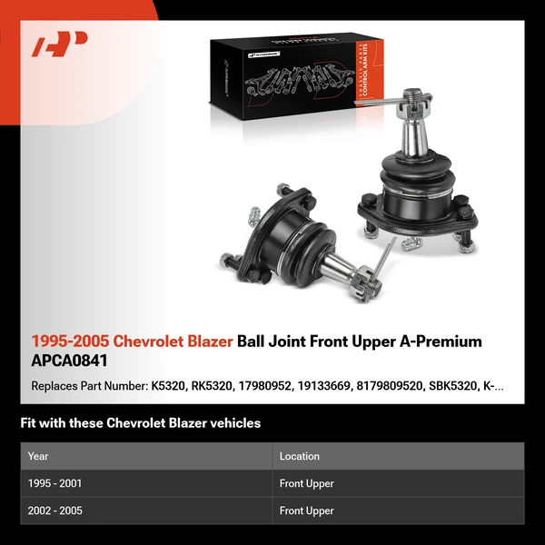 1995-2005 Chevrolet Blazer Ball Joint Front Upper A-Premium APCA0841