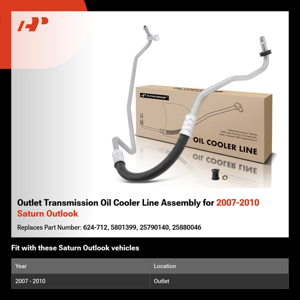 Outlet Transmission Oil Cooler Line Assembly for 2007-2010 Saturn Outlook