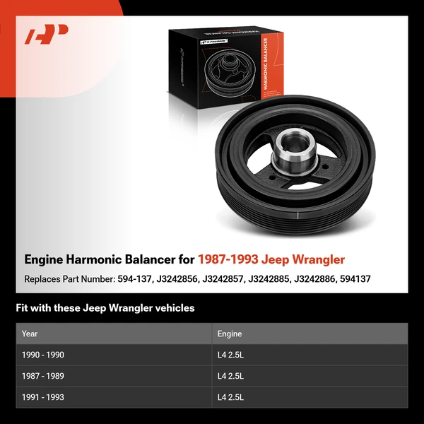 Engine Harmonic Balancer for 1987-1993 Jeep Wrangler
