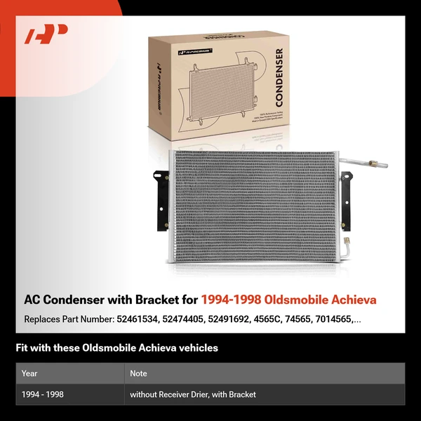 AC Condenser with Bracket for 1994-1998 Oldsmobile Achieva