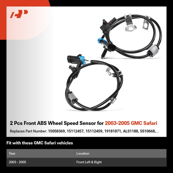 2 Pcs Front ABS Wheel Speed Sensor for 2003-2005 GMC Safari