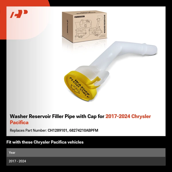 Washer Reservoir Filler Pipe with Cap for 2017-2024 Chrysler Pacifica
