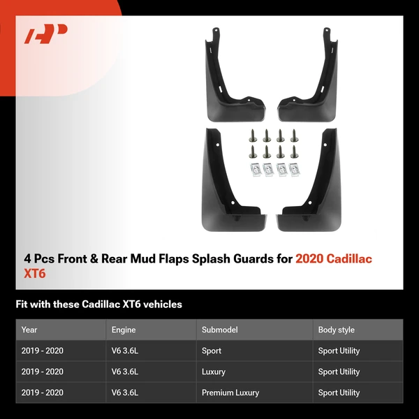 4 Pcs Front & Rear Mud Flaps Splash Guards for 2020 Cadillac XT6
