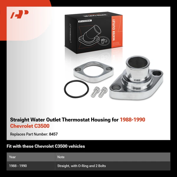 Straight Water Outlet Thermostat Housing for 1988-1990 Chevrolet C3500
