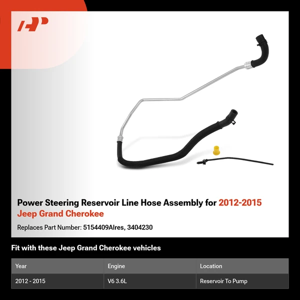 Power Steering Reservoir Line Hose Assembly for 2012-2015 Jeep Grand Cherokee