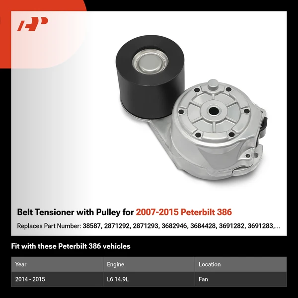 Belt Tensioner with Pulley for 2007-2015 Peterbilt 386