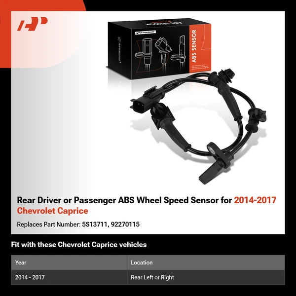 Rear Driver or Passenger ABS Wheel Speed Sensor for 2014-2017 Chevrolet Caprice