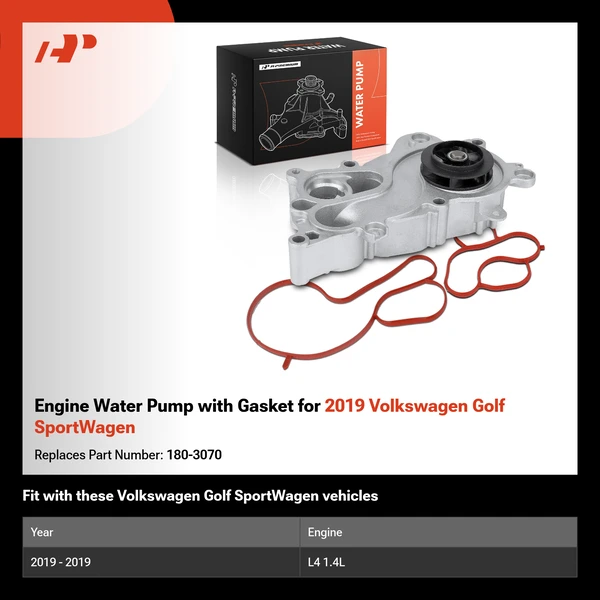 Engine Water Pump with Gasket for 2019 Volkswagen Golf SportWagen